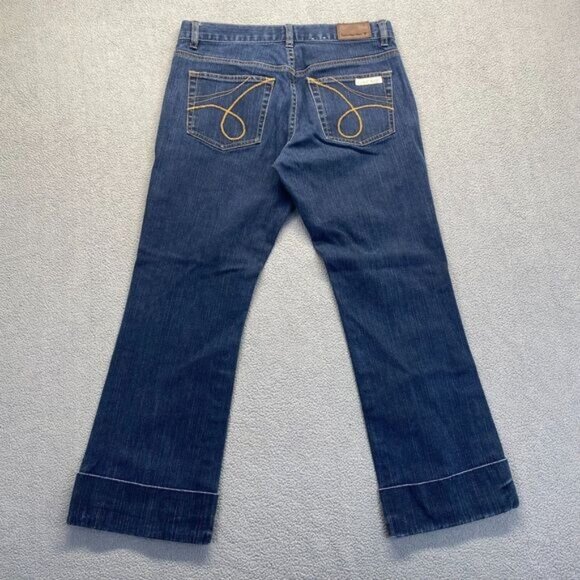 Calvin Klein Women Boot Button Dark Wash Cotton Denim Jeans Size 4 - Picture 1 of 12